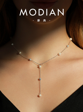 摩典925纯银法式气质Y字形锁骨链