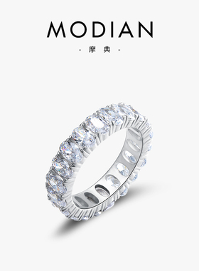 S925纯银轻奢欧美ins潮网红戒指女满钻镶嵌日韩超闪食指指环银饰