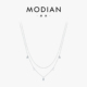 MODIAN摩典莫桑钻项链女S925纯银水滴形双层叠戴风轻奢锁骨链ins