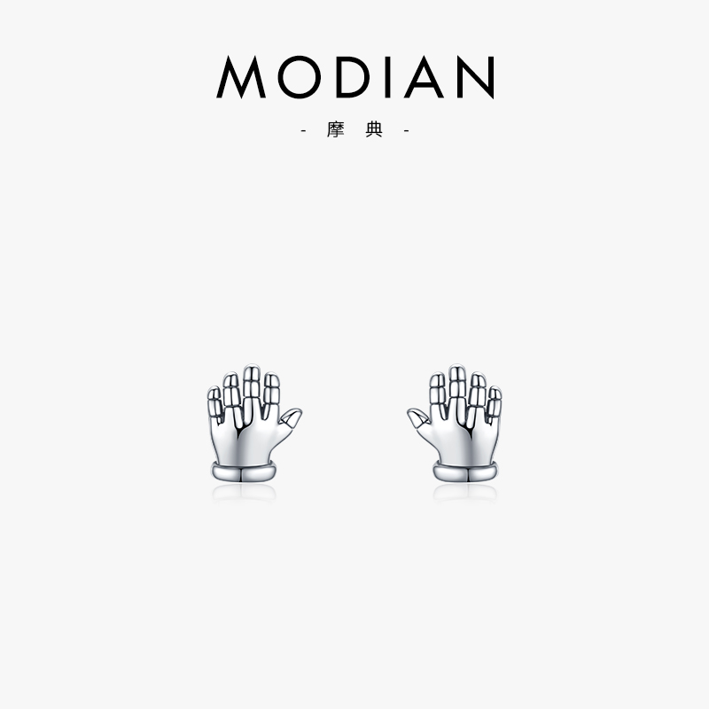 手掌摩典纯银复古女耳钉ins风
