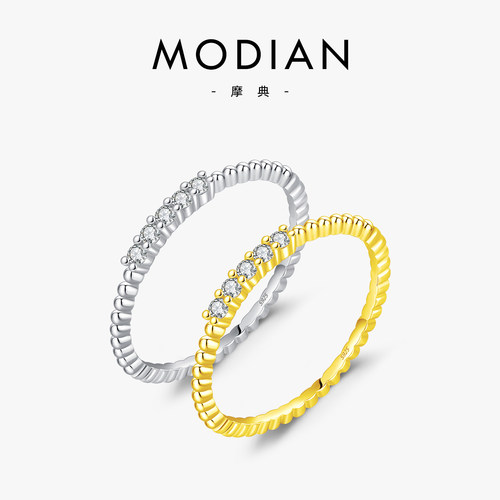 摩典925纯银莫桑钻精致小巧戒指