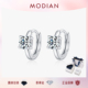 MODIAN摩典2克拉莫桑钻耳圈女S925纯银简约气质轻奢闪耀单钻耳环