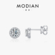 MODIAN摩典莫桑钻S925纯银超闪圆钻耳钉女轻奢高级感百搭精致耳饰