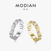 MODIAN小众设计感戒指女纯银925食指复古ins迷宫时尚 个性 几何指环