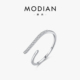 MODIAN摩典极简冷淡风S925银满钻线条开口食指戒指小众叠戴银饰