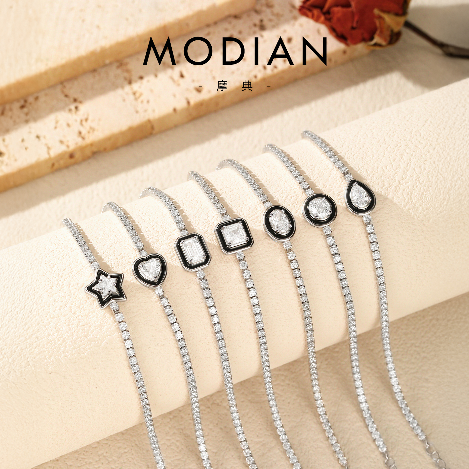 摩典S925纯银ins风璀璨网球手链