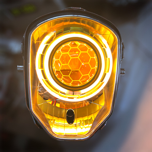 蜂窝激光小猴子大灯总成LED透镜M3M5前车灯泡天使恶魔眼75w大公仔