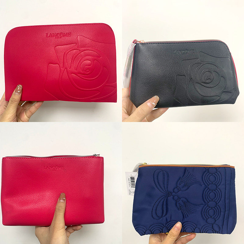 lancome兰蔻化妆包专柜赠品大容量红色金色菁纯化妆包