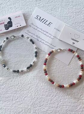 10条新款ins米珠手串彩色简约手链随心配少女高颜值小众串珠百搭