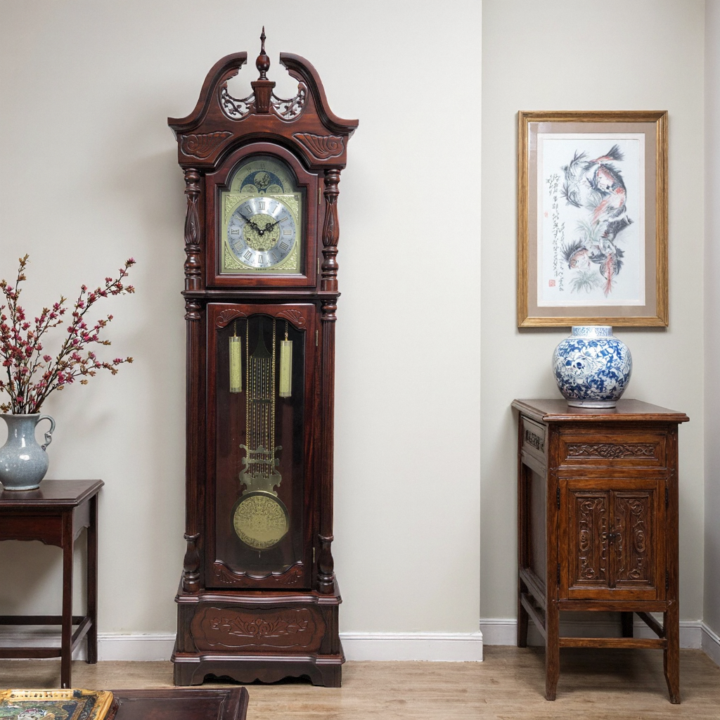 机械上弦老式发条报时复古落地钟