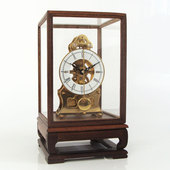 机械透视台钟老式 上弦发条座钟摇摆客厅书桌摆件走时风水摆件