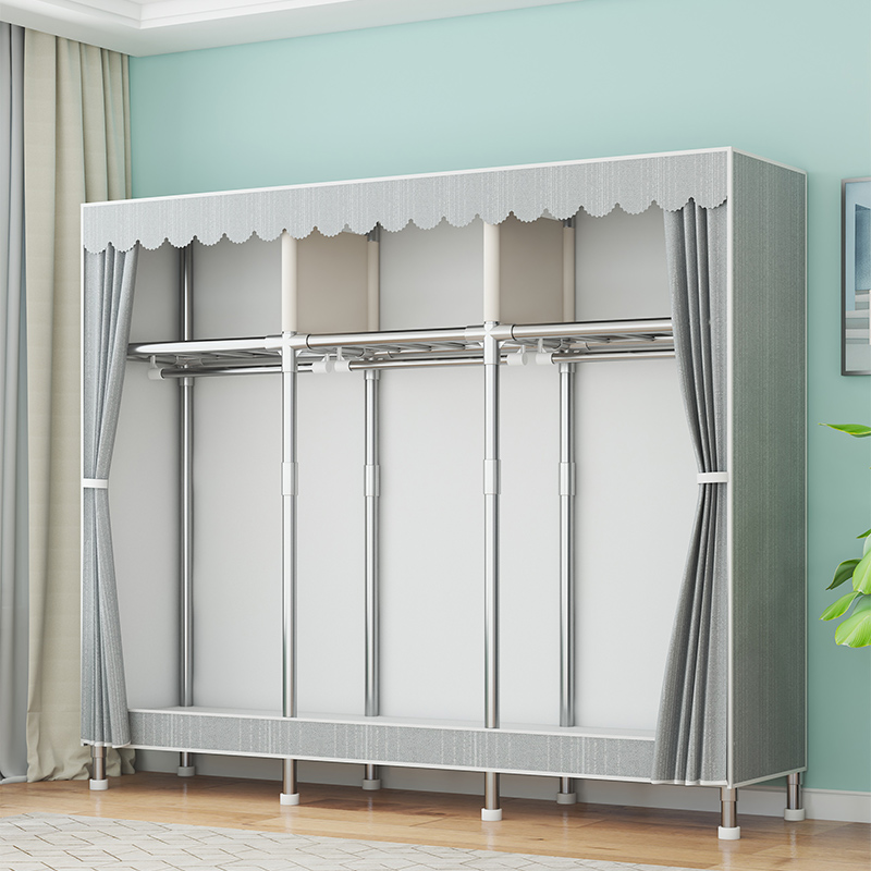 新款衣柜卧室家用出租房简易组装布衣柜结实耐用加厚加粗小户型