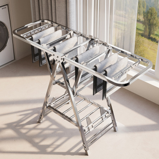 不锈钢晾衣架落地折叠家用卧室阳台晒衣架婴儿凉挂衣杆晒被子神器