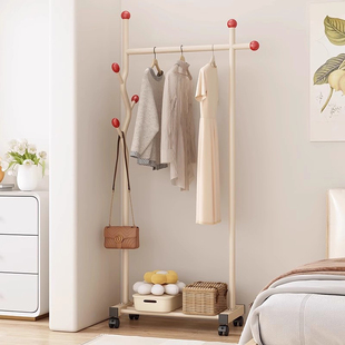 晾衣架落地家用可移动室内简易衣帽架卧室凉晒衣架阳台挂衣服架子