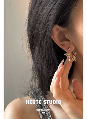 HeuteStudio 星耀 小众设计师款 星星钻石立体五角星耳钉耳环女