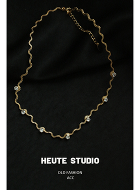 镀18K真金不规则几何钻石项链