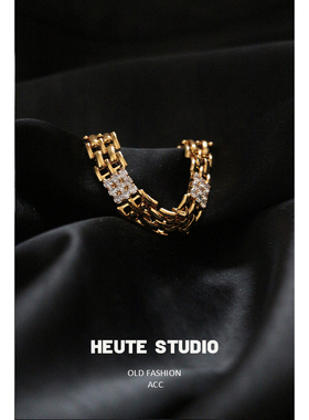 HeuteStudio 【限量】孤品法式复古轻奢生日礼物港风表带钻石手链