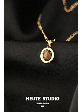 美拉德秋冬琥珀虎眼石项链