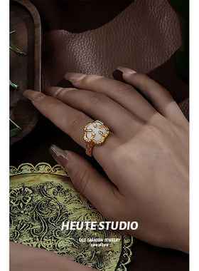 复古宫廷风花朵编织开口戒指