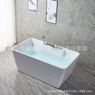 厂家直供 亚克力澡盆方形独立式浴缸1.4-1.7 米酒店 工程民宿浴池
