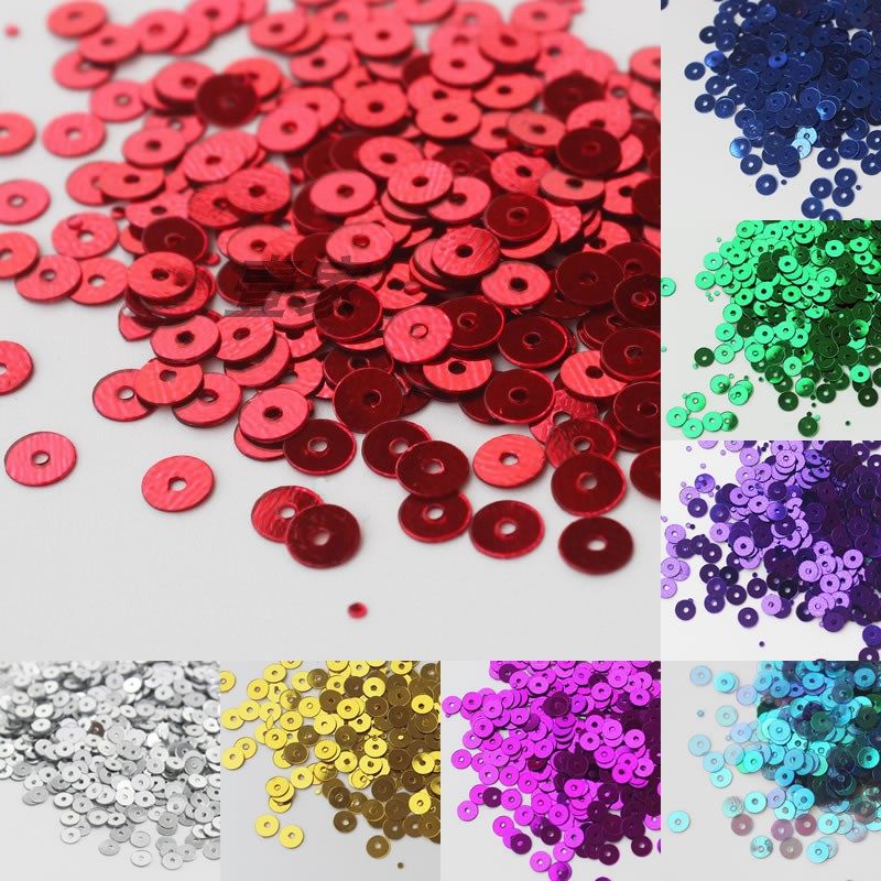DIY法式刺绣苏绣圆形亮片材料4mm平面珠片圆片饰品手工制作材料包