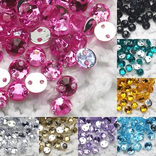 台湾平底手缝钻6mm圆形彩色亮钻亚克力diy服装 缝钻配饰辅料串珠