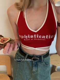 CZ新款韩版美式辣妹后背系带吊带背心女2026春夏修身显瘦百搭上衣