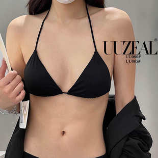 uuzeal薄款无痕小胸文胸女法式三角杯撞色设计性感细带挂脖美背潮
