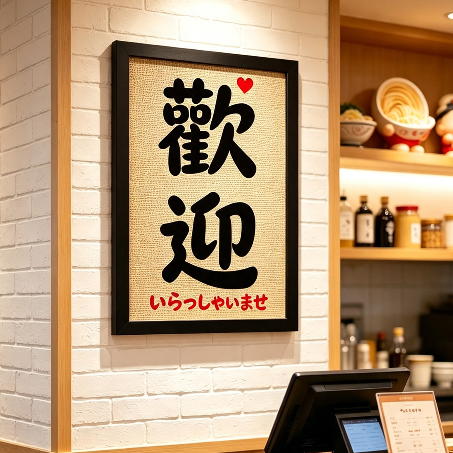 日文欢迎居酒屋日料店吧台收银台摆件挂画藤编相框和风日式装饰画