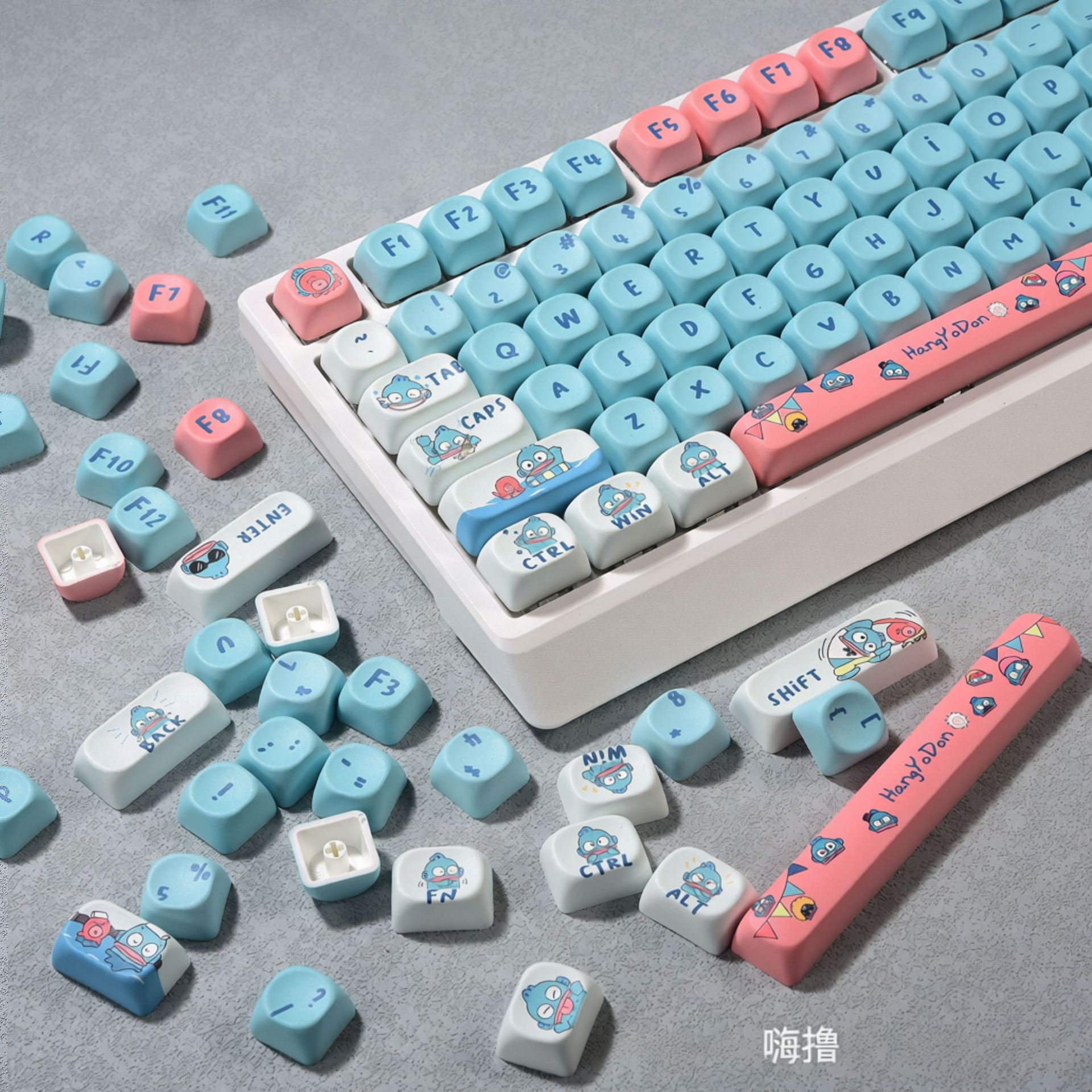 新款丑鱼主题定制键帽热升华适用无游戏机械键盘
