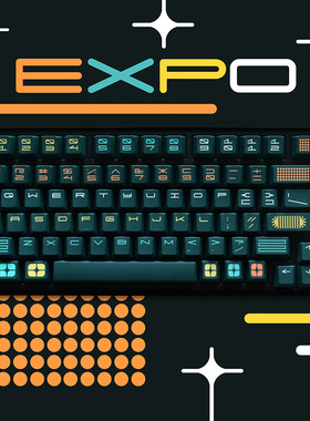复古GMK Expo键帽粗野主义字体PBT热升华适用于十字轴机械键盘