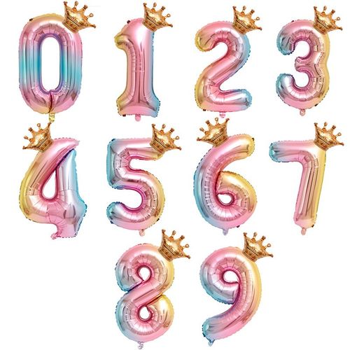 皇冠彩虹渐变色宝宝周岁生日气球