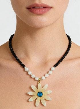 法式复古雏菊多层流苏珍珠项链女