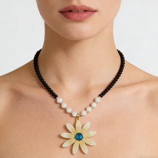 【清仓特价】法式复古雏菊吊坠多层流苏珍珠项链小众设计感锁骨链