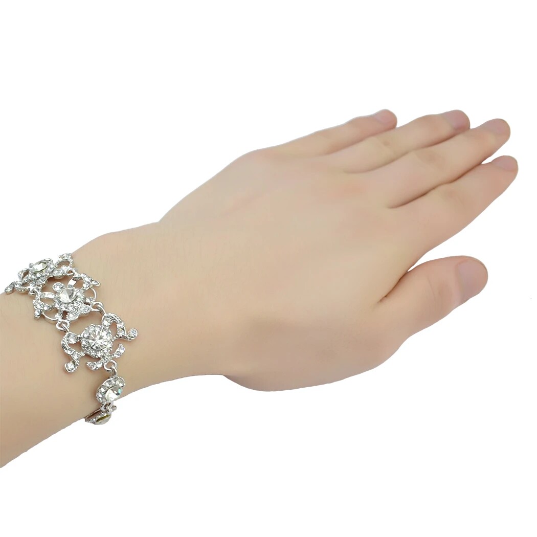 【清仓特价】欧美时尚水钻合金手链个性简约潮流百搭手镯朋克饰品