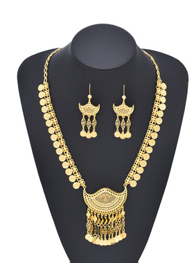 民族风个性复古夸张项链女钱币