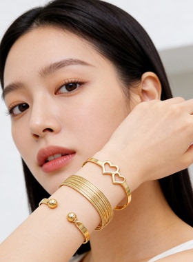 欧美风时尚线条叠戴手镯三件套女