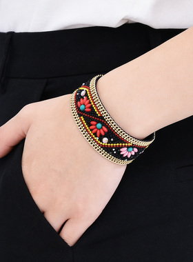 新款复古民族风手工串珠手镯女