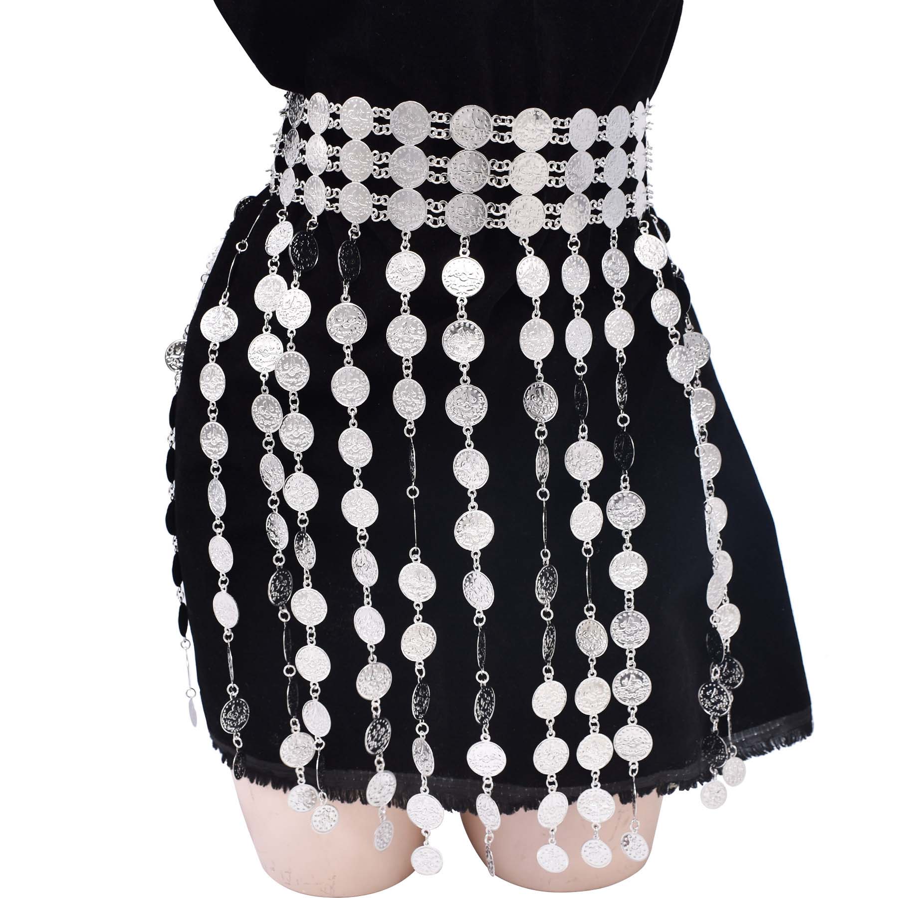 New Exotic Style Heavy Coin Long Tassel Waist Chain Malaysia Indonesia Punk Unisex New Year Festival Accessories