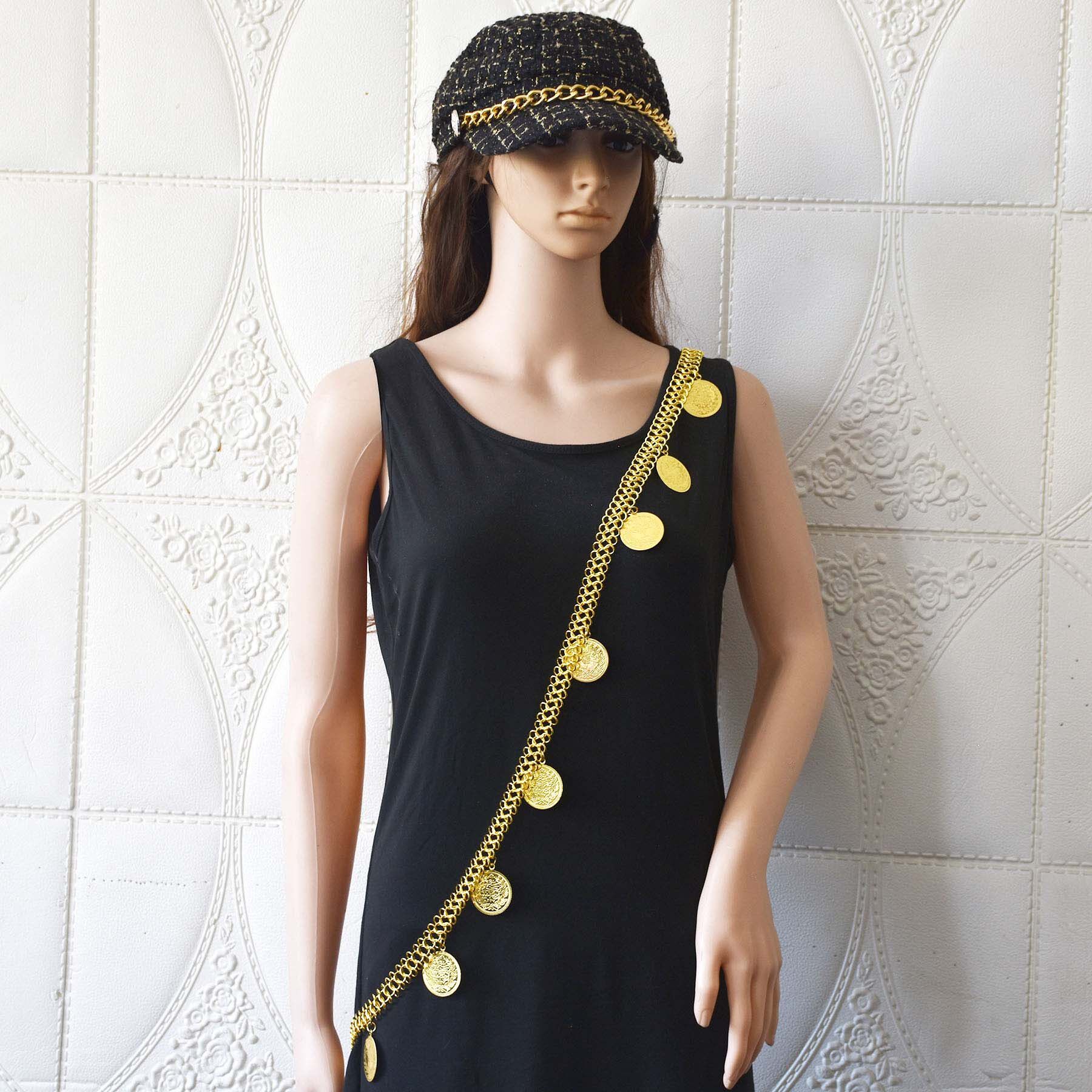 波西米亚异域风金色钱币斜跨肩链复古民族风身体链穿搭氛围感配饰