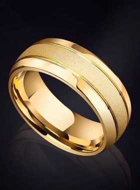 霸气钛钢磨砂时尚百搭满天星戒指