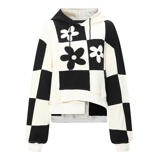 棋盘格开叉针织卫衣 设计师合作款 Petit Bari