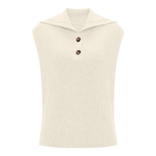 绵羊毛毛衣马甲 堆领两穿无袖 Petit Bari