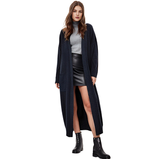 毛绒女士针织开衫 随性简约长款 Bari Petit