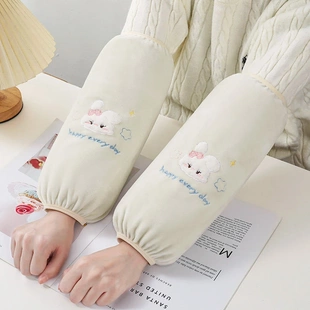 新新儿童长款袖套毛绒套袖秋冬保暖耐脏袖头成人办公干活防污护袖