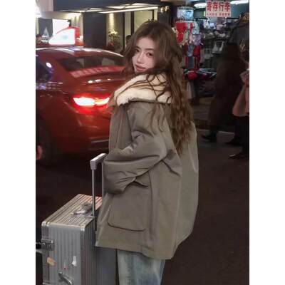 2025冬季新款大码女装加厚保暖连帽羽绒棉服女中长款百搭棉袄外套