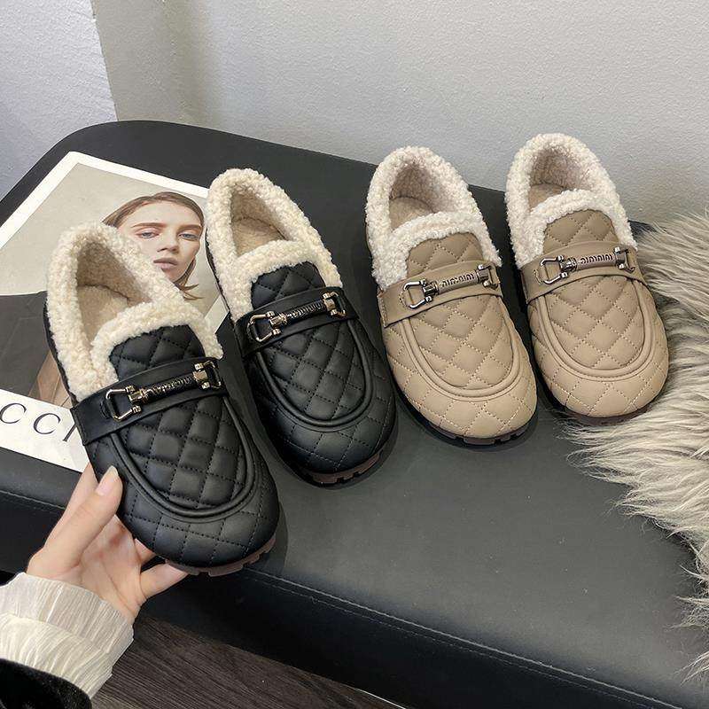 大码女鞋41-43秋冬新款外穿胖脚宽脚加绒豆豆鞋软底乐福鞋女棉鞋,女鞋,乐福鞋（豆豆鞋）,淘宝优惠券,粉丝福利购,淘宝优惠卷