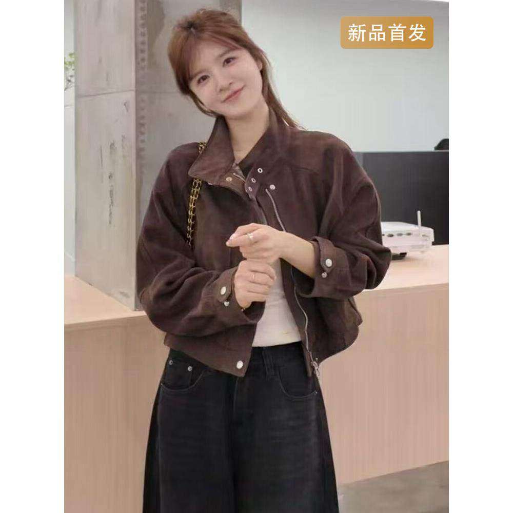 时尚复古绝美巨好看的短外套女2025秋冬新款设计感机车服夹克上衣