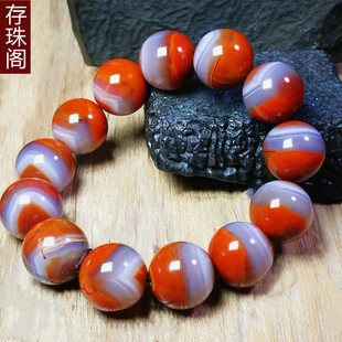 天然宣化战国红玛瑙单圈圆珠男款时尚手串佛珠民族风手链情侣缠丝