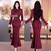 套装 VJE冬装 多穿围巾领名媛风外套鱼尾裙两件套新款